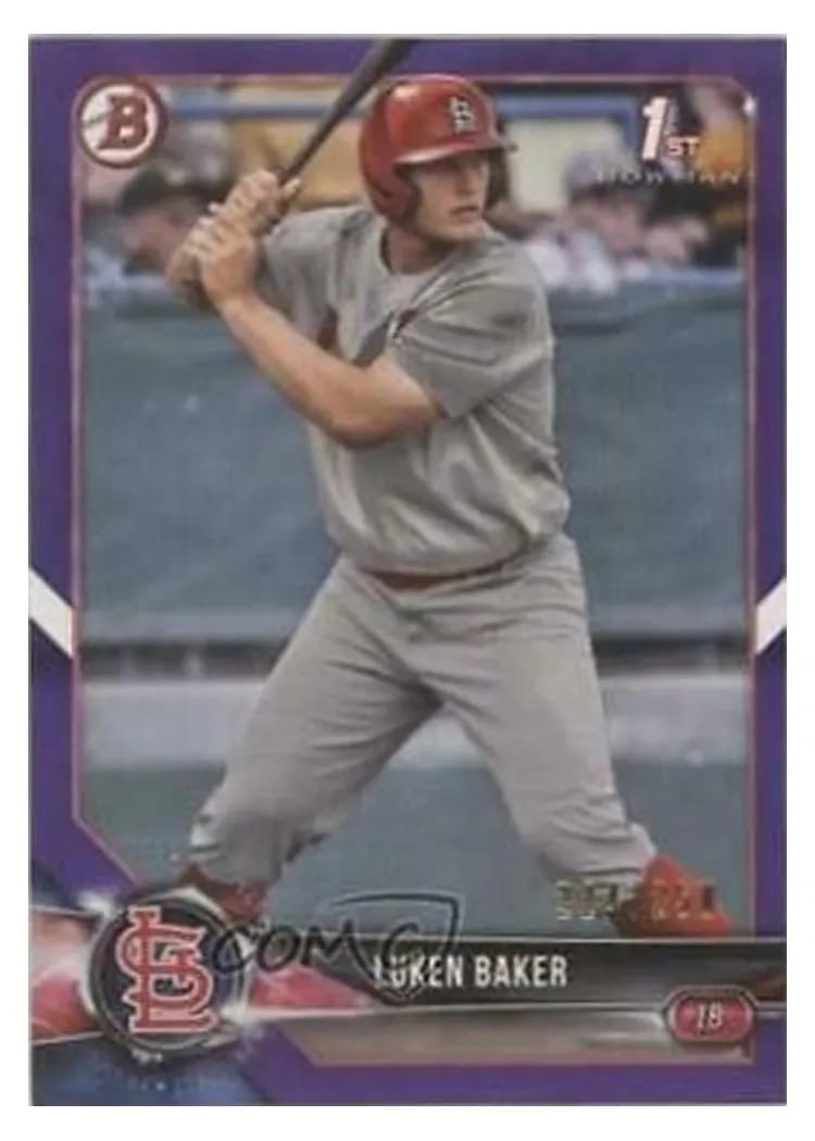 2018 Bowman Draft Base Set Luken Baker #BD-109 card