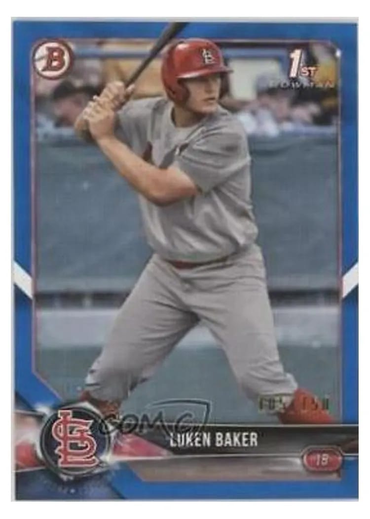 2018 Bowman Draft Base Set Luken Baker #BD-109 card