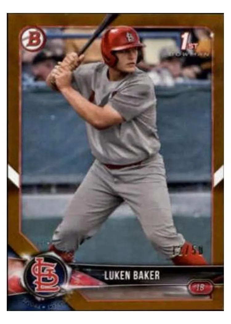 2018 Bowman Draft Base Set Luken Baker #BD-109 card