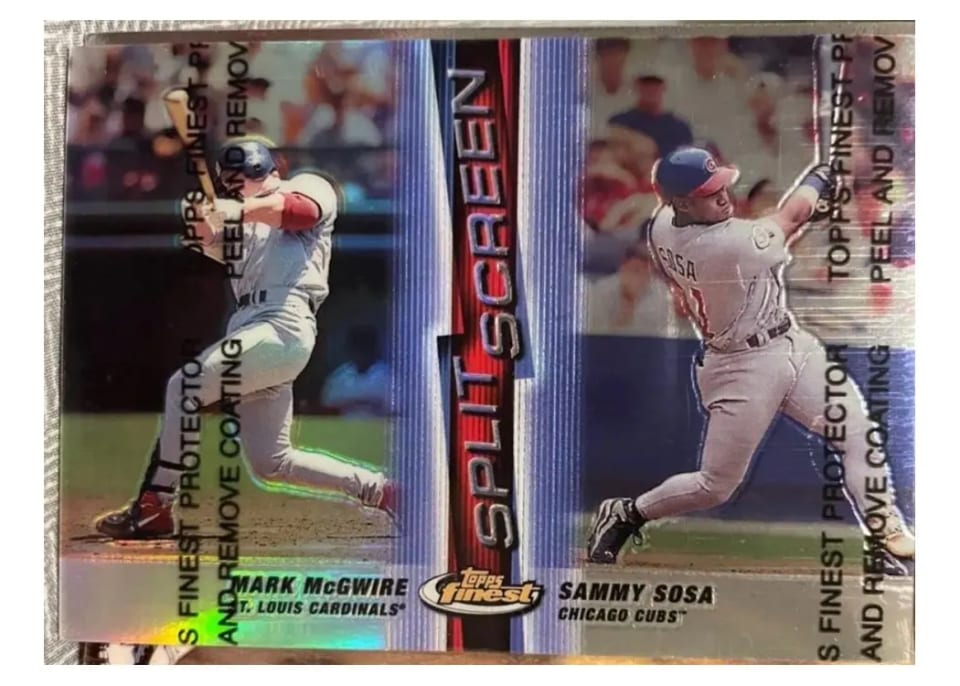 1999 Finest Split Screen M. McGwire, S. Sosa #SS1 card