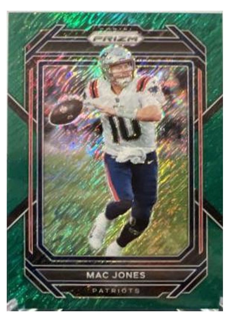 2022 Panini Prizm Base Set Mac Jones Green Shimmer #197 card