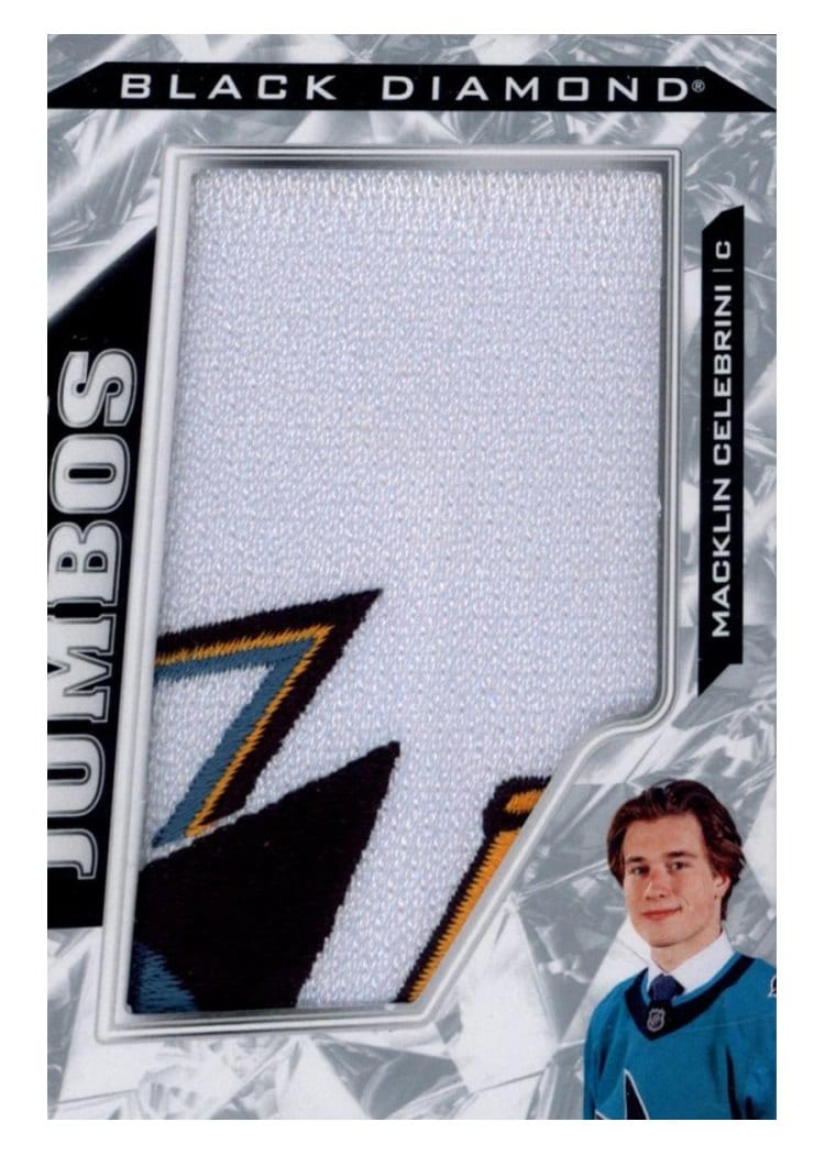 2024-25 Upper Deck Black Diamond Rookie Team Logo Jumbo Puzzle Patch Macklin Celebrini #RTL-MC card