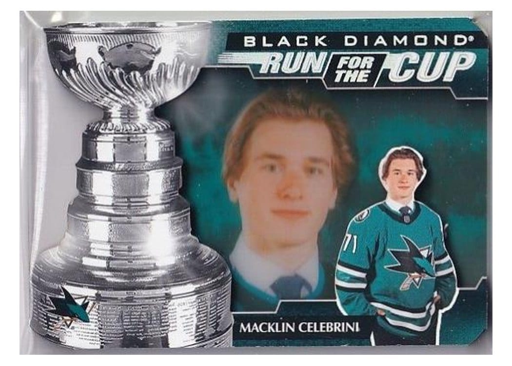 2024-25 Upper Deck Black Diamond Run for the Cup Macklin Celebrini #RUN-MC card