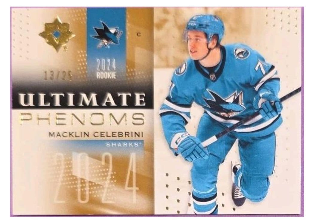 2024-25 Upper Deck Ultimate Collection Ultimate Phenoms Macklin Celebrini #UP-MC card