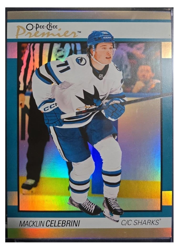 2025-26 O-Pee-Chee OPC Premier Jumbos Macklin Celebrini #PW-MC card