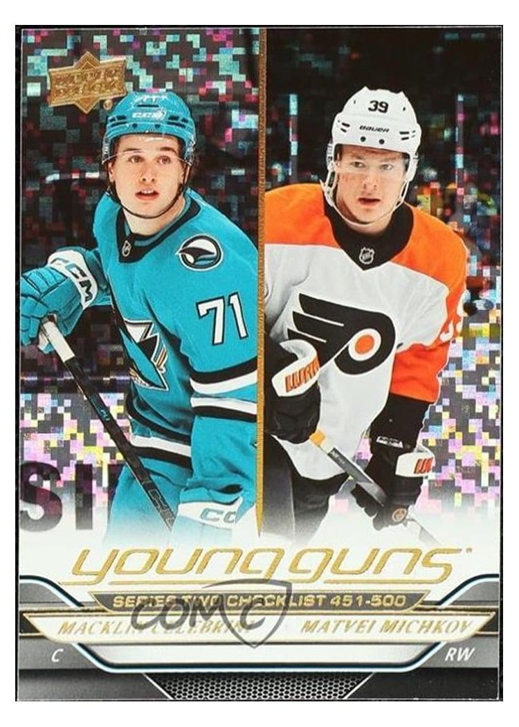 2024 Upper Deck Macklin Celebrini / Matvei Michkov Speckled Rainbow #500 card