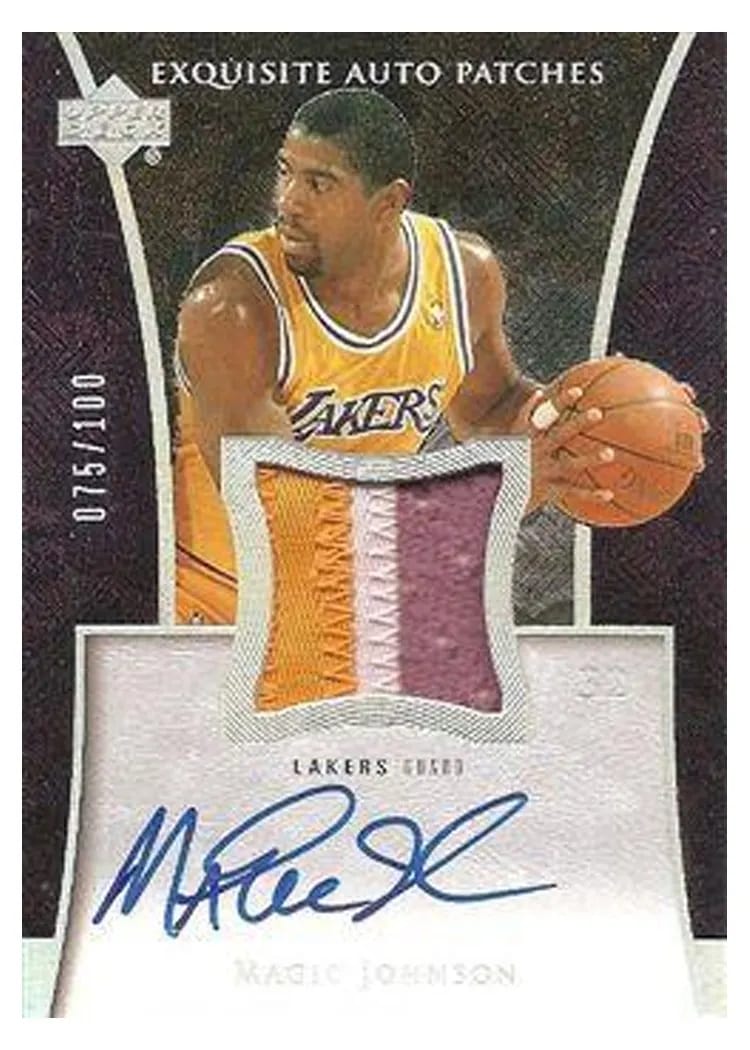 2004 Upper Deck Exquisite Collection Patch Autograph Magic Johnson #AP-MA card