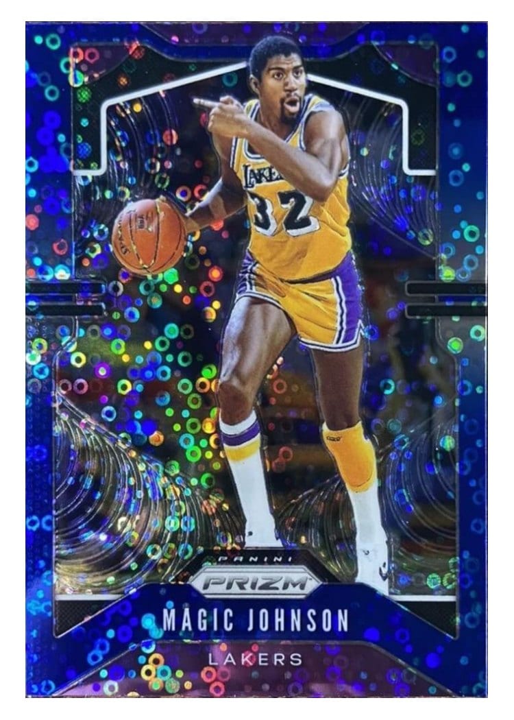 2019-20 Panini Prizm Base Set Magic Johnson Fast Break Prizm Blue #25 card