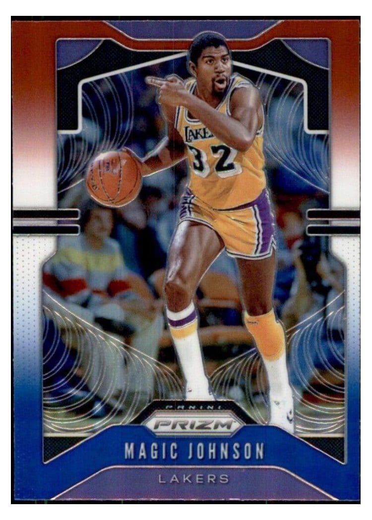 2019-20 Panini Prizm Base Set Magic Johnson Red, White, and Blue Prizm #25 card
