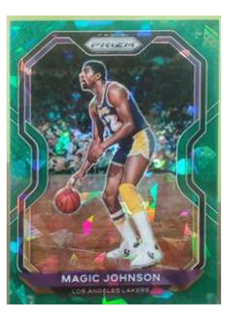2020-21 Panini Prizm Base Set Magic Johnson Green Ice Prizm #219 card