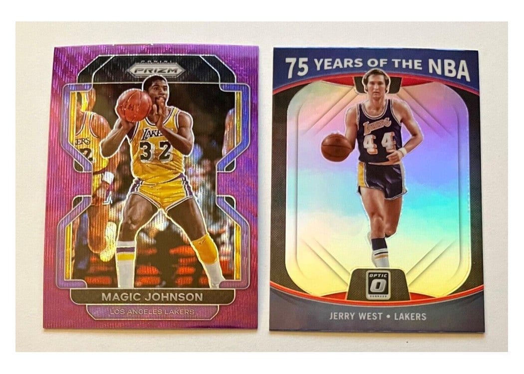 2021-22 Panini Prizm Base Set Magic Johnson Purple Hyper Prizm #248 card