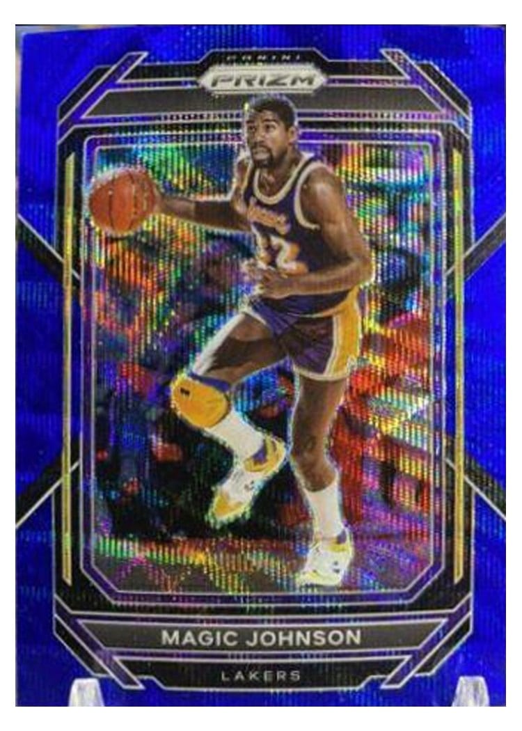 2022-23 Panini Prizm Base Set Magic Johnson Blue Wave Prizm #276 card