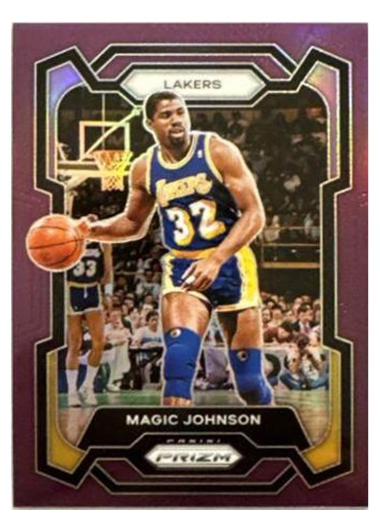 2023-24 Panini Prizm Base Set Magic Johnson Purple #185 card