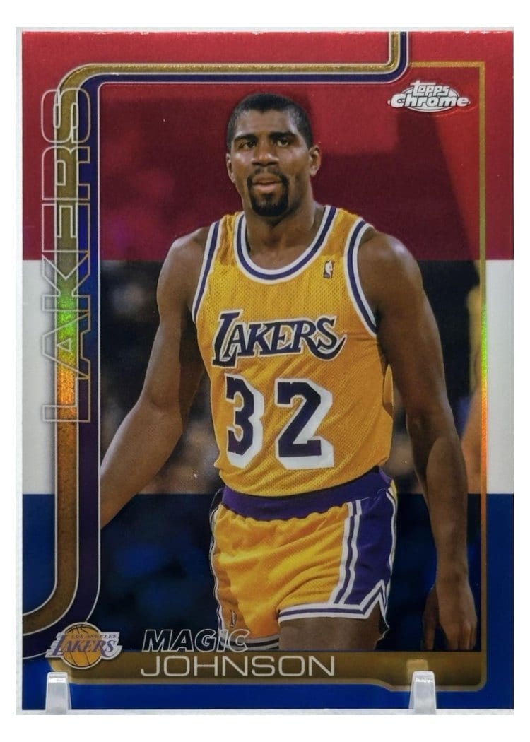 2025 Topps Chrome Magic Johnson Red White Blue Refractor #244 card