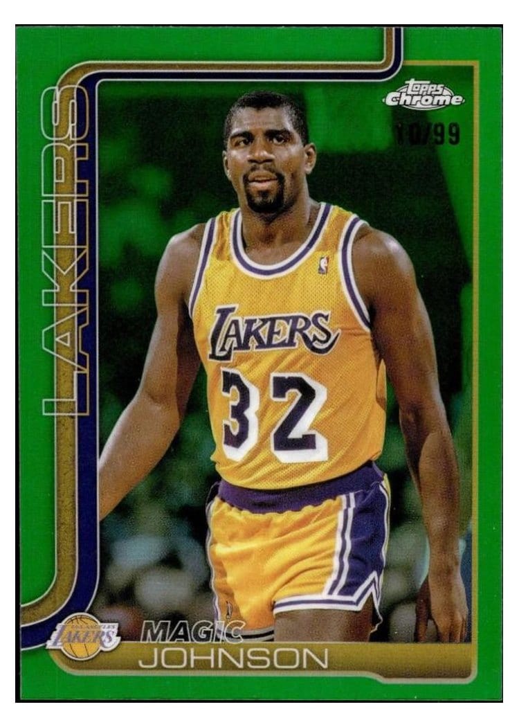 2025 Topps Chrome Magic Johnson Green Refractor #244 card