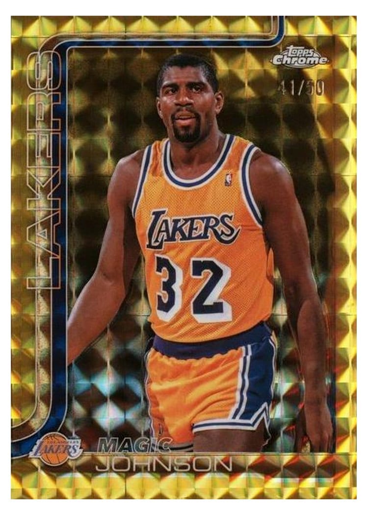 2025 Topps Chrome Magic Johnson Gold Geometric Refractor #244 card