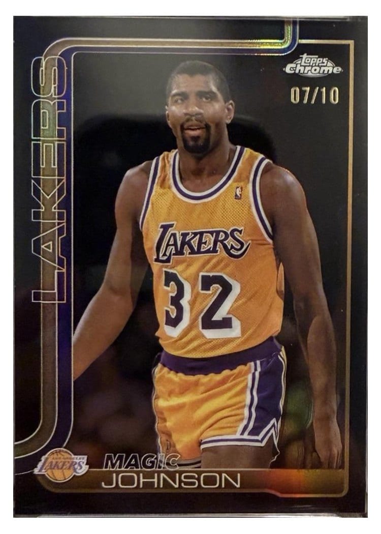 2025 Topps Chrome Magic Johnson Black Basketball Refractor #244 card