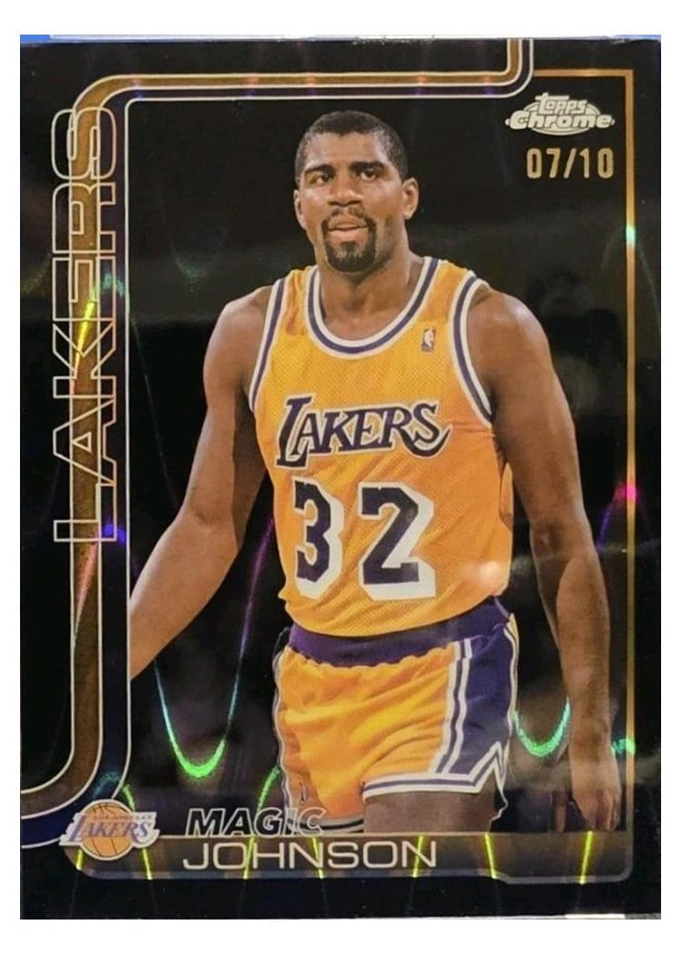 2025 Topps Chrome Magic Johnson RayWave Black Refractor #244 card