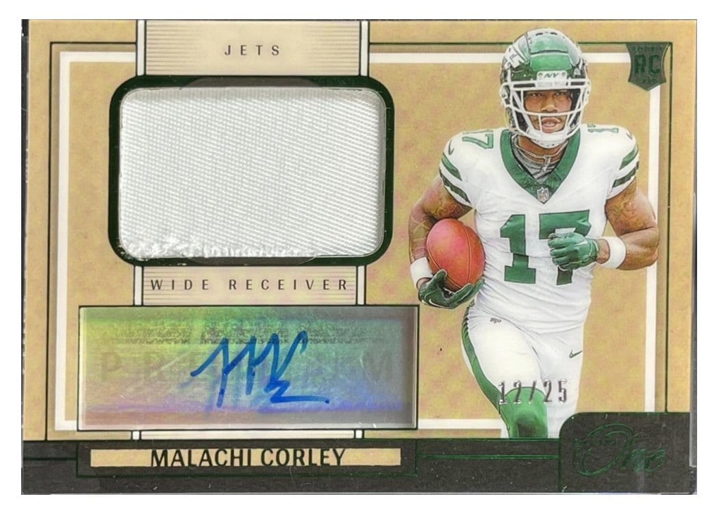 2024 Panini One Premium Rookie Patch Autographs Malachi Corley #110 card