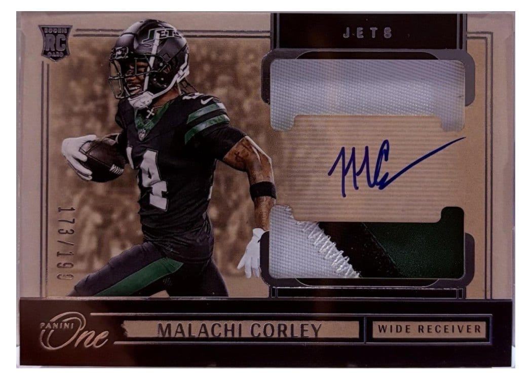 2024 Panini One Rookie Dual Patch Autographs Malachi Corley #40 card
