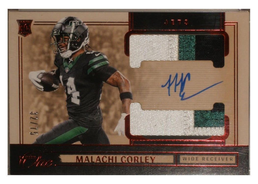 2024 Panini One Rookie Dual Patch Autographs Malachi Corley #40 card