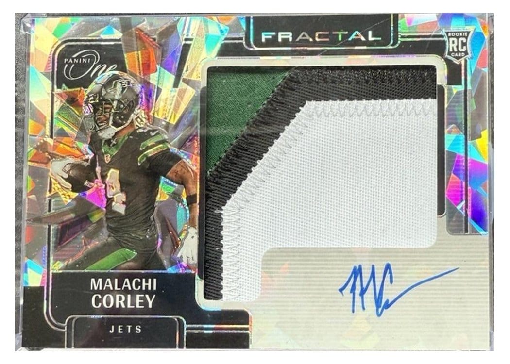2024 Panini One Rookie Fractal Autographs Malachi Corley Rookie Fractal Patch Autograph #400 card