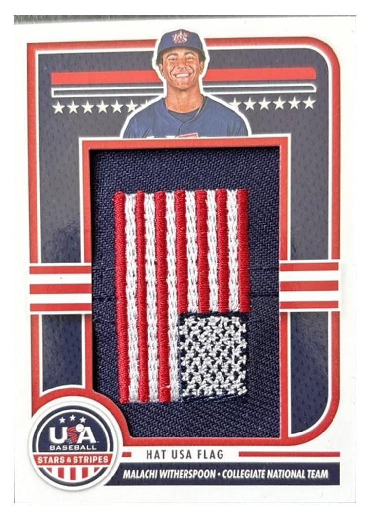 2025 Panini Stars & Stripes Jumbo Material Hat USA Flag Malachi Witherspoon #JMJ-MW card