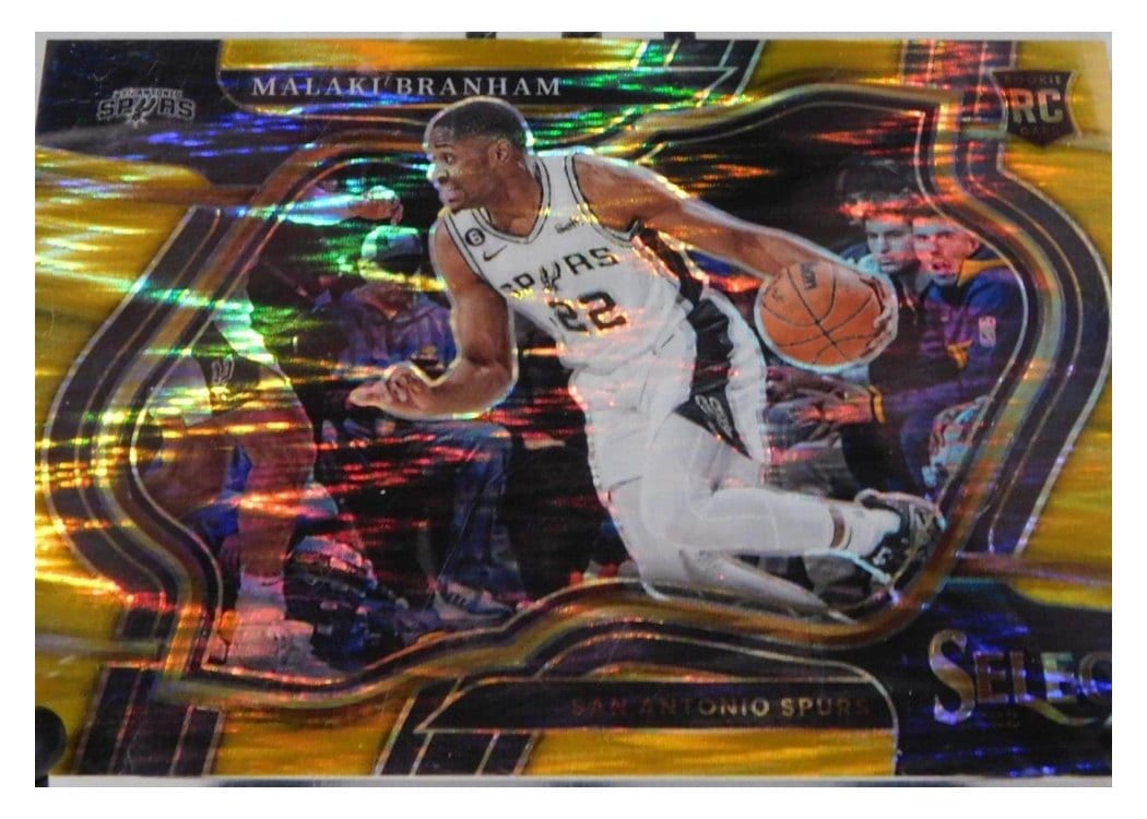 2022-23 Panini Select Base Set Malaki Branham Gold Flash Prizm #285 card