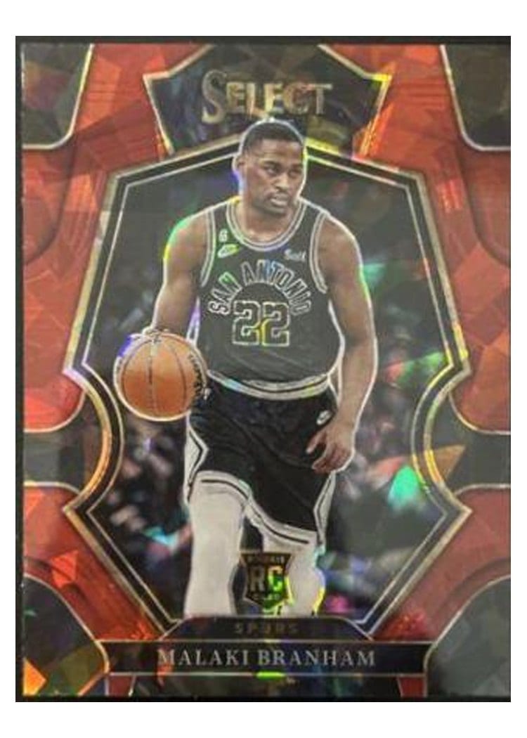 2022-23 Panini Select Base Set Malaki Branham Red Cracked Ice Prizm #285 card