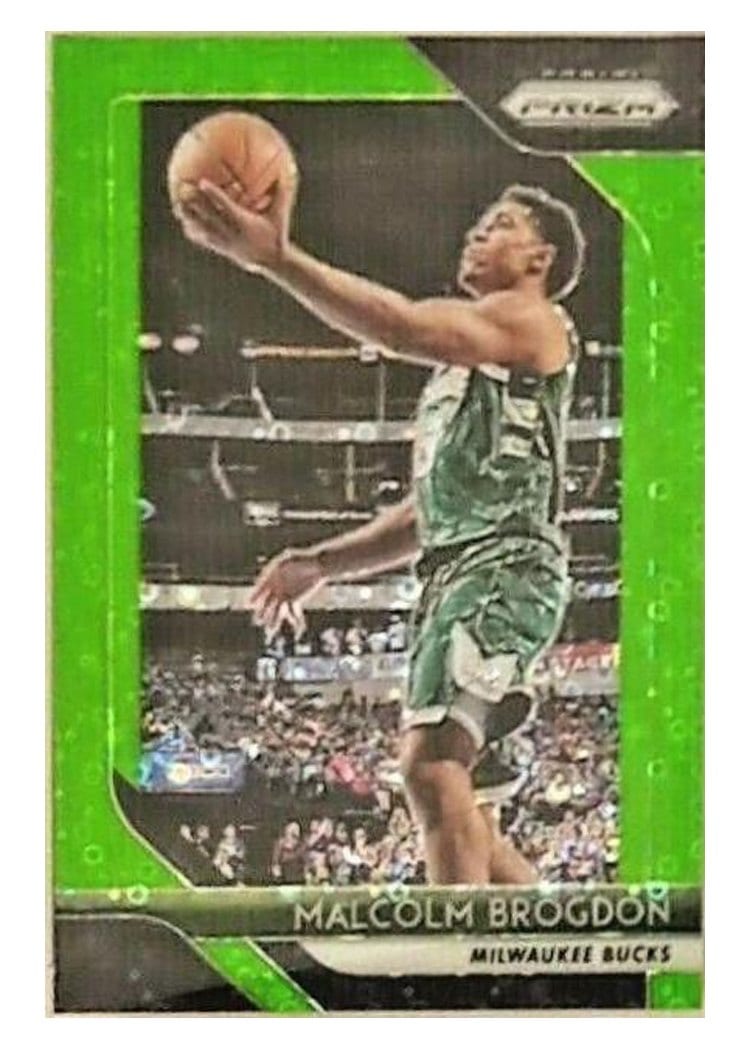 2018-19 Panini Prizm Base Set Malcolm Brogdon Fast Break Prizm Neon Green #276 card