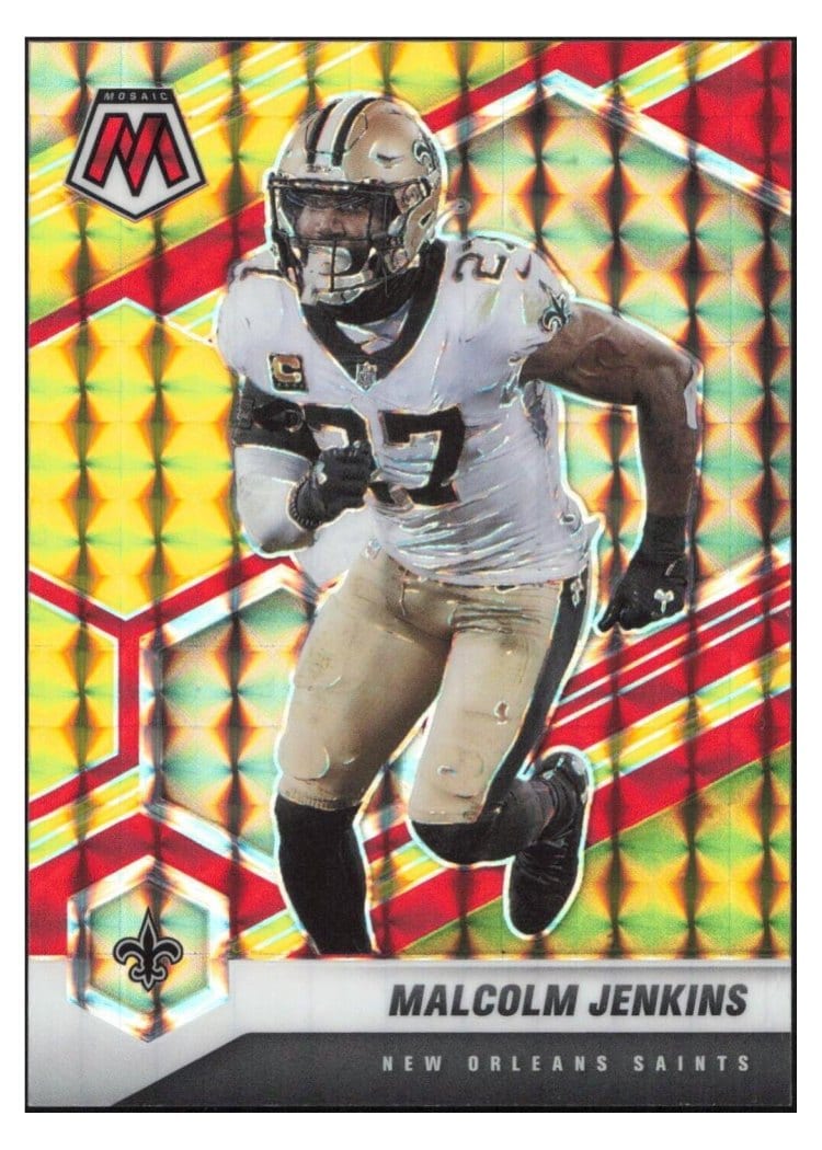 2021 Panini Mosaic Base Set Malcolm Jenkins Choice Fusion Red & Yellow #148 card