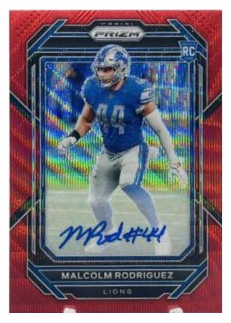 2022 Panini Prizm Base Set Malcolm Rodriguez Autograph Red Wave #350 card