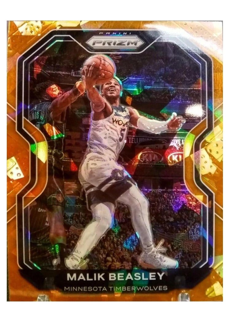 2020-21 Panini Prizm Base Set Malik Beasley Orange Ice Prizm #102 card