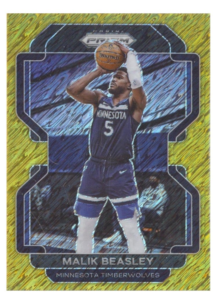 2021-22 Panini Prizm Base Set Malik Beasley Gold Shimmer #98 card