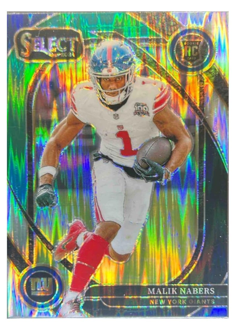 2024 Panini Select Base Set Malik Nabers Black Green Prizm Shock #220 card