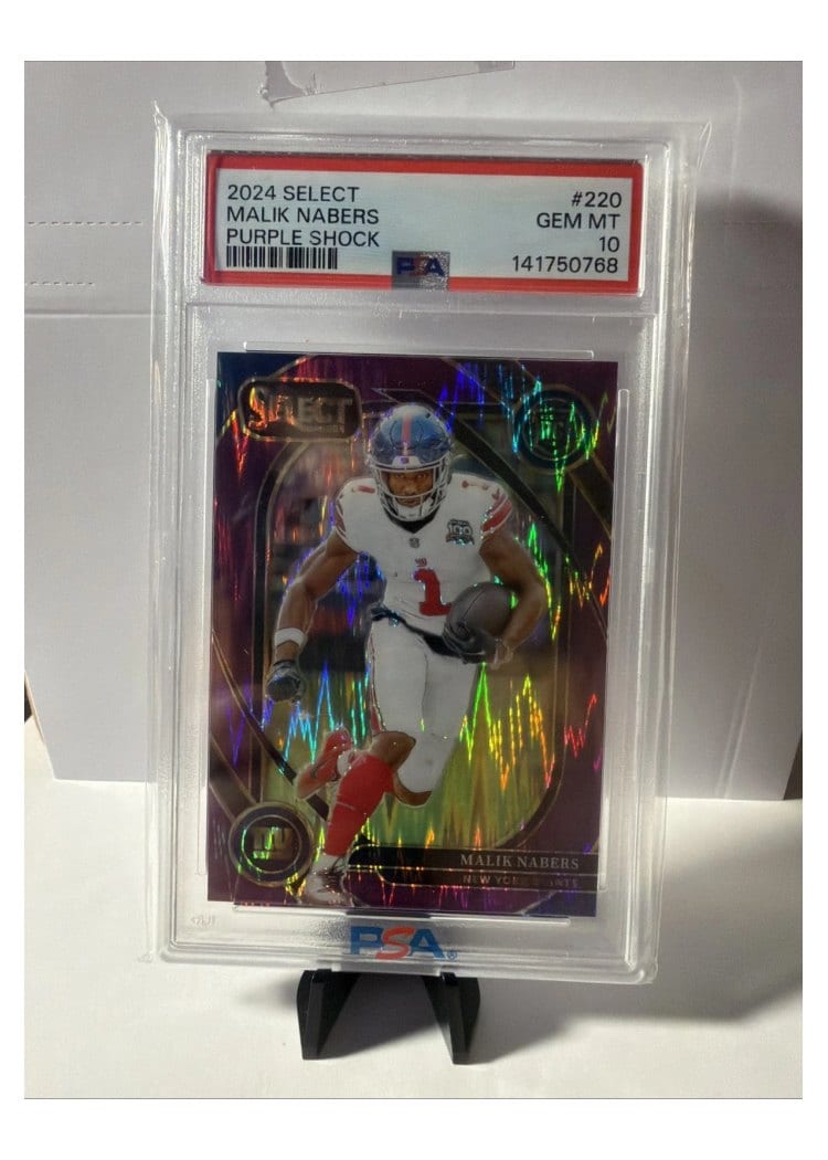 2024 Panini Select Base Set Malik Nabers Purple Prizm Shock #220 card