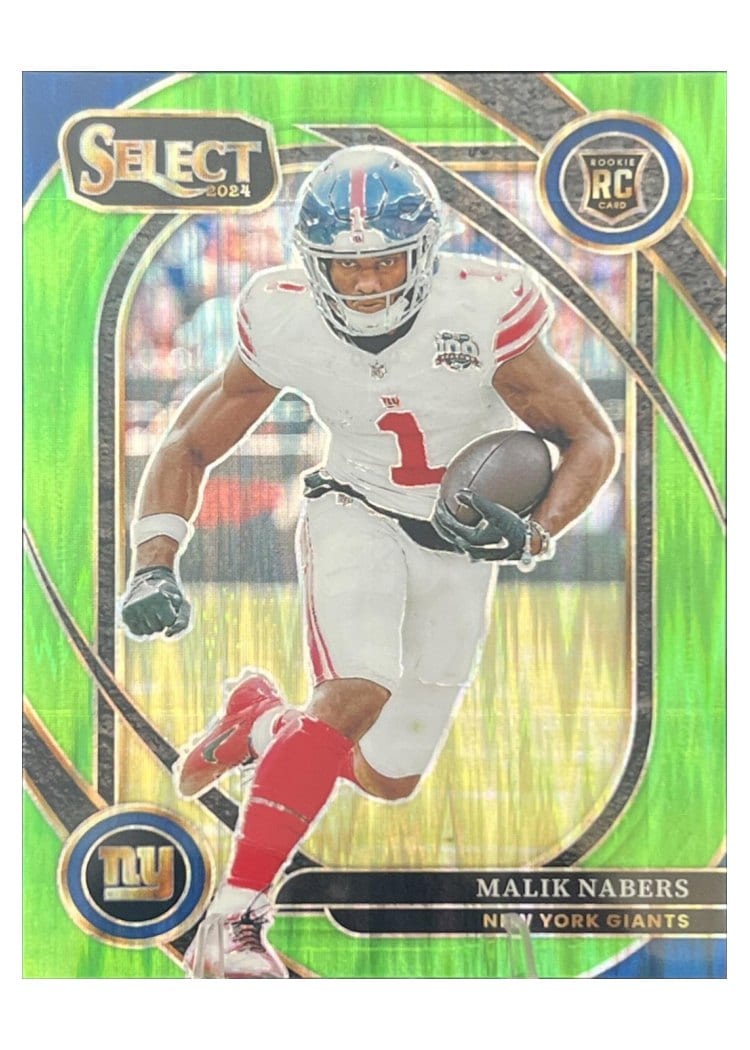 2024 Panini Select Base Set Malik Nabers Green Prizm Shock #220 card