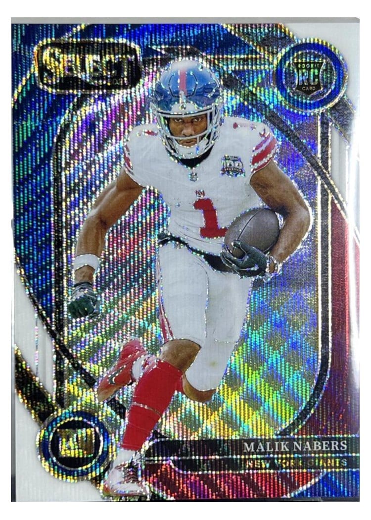 2024 Panini Select Base Set Malik Nabers Red Blue White Wave #220 card