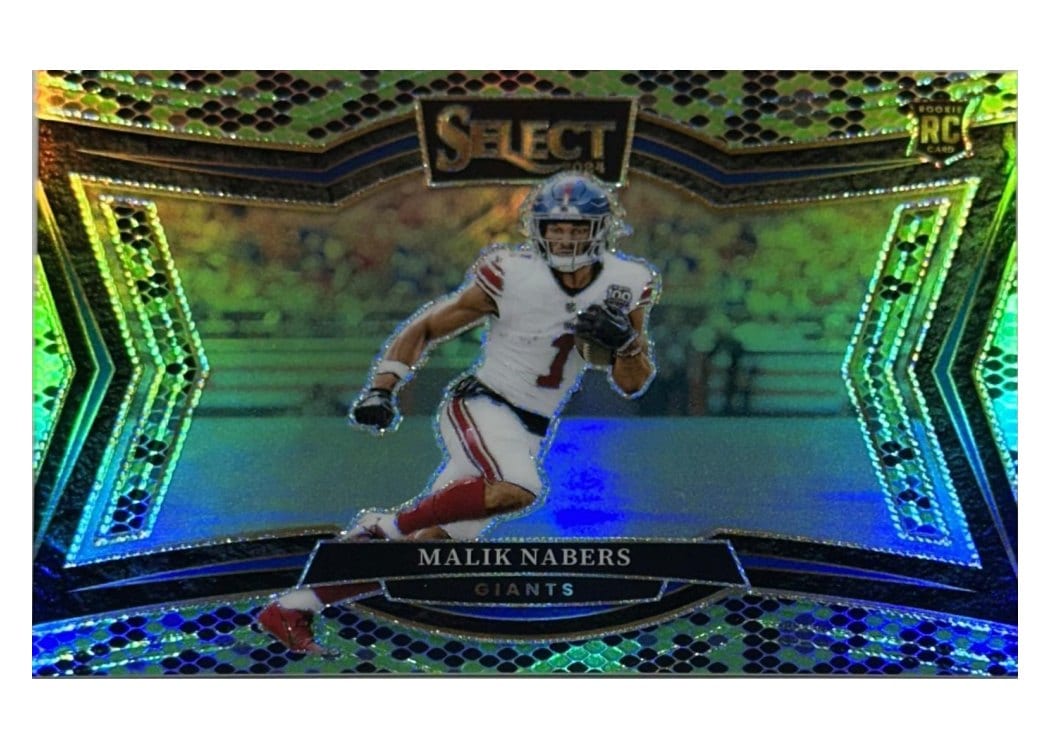 2024 Panini Select Base Set Malik Nabers Green Black Snakeskin Prizm #473 card