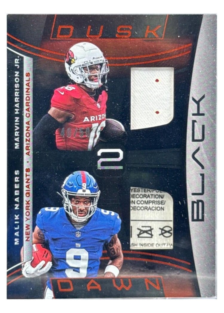 2024 Panini Black Dusk 2 Dawn Relics Malik Nabers/Marvin Harrison Jr. #4 card