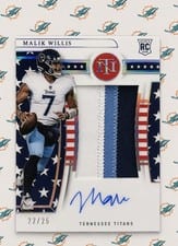 2022 Panini National Treasures Rookie Patch Autographs Stars and Stripes Malik Willis #157 card