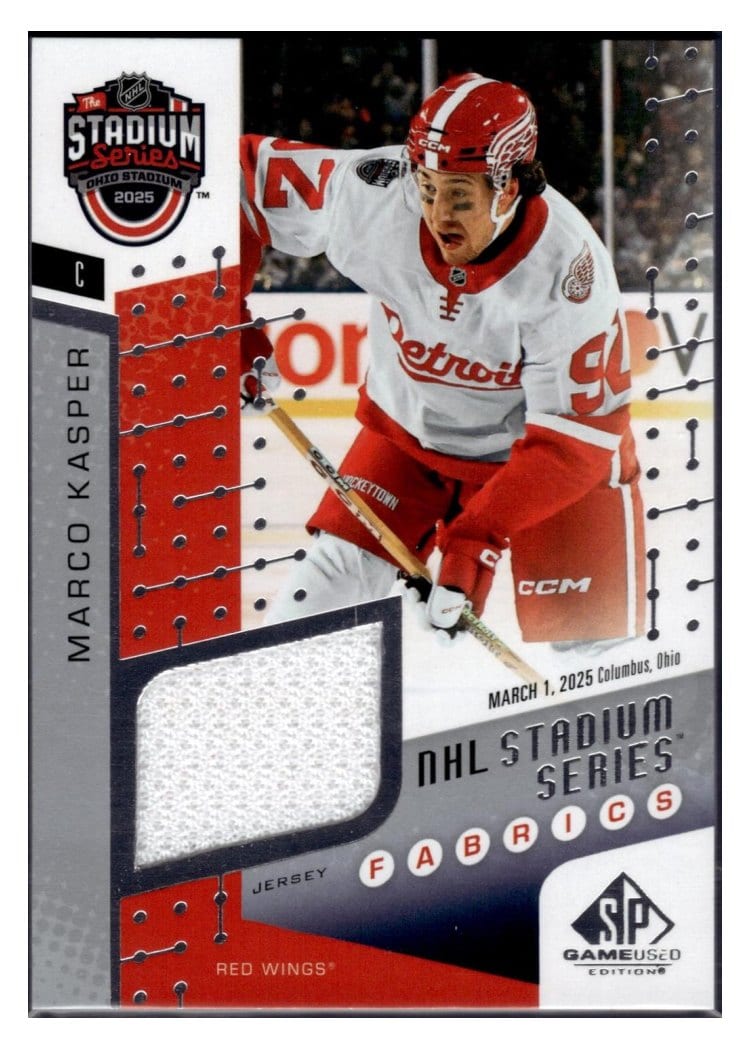 2025-26 SP Game Used 2025 Stadium Series Blue Jackets vs. Red Wings Fabrics Marco Kasper #SSF-18 card