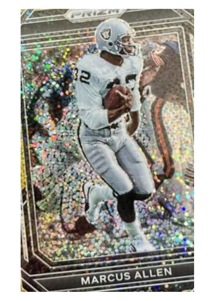 2022 Panini Prizm Base Set Marcus Allen Gold Sparkle #177 card