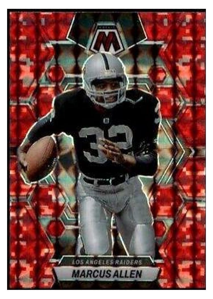 2023 Panini Mosaic Base Set Marcus Allen Camo Red #124 card