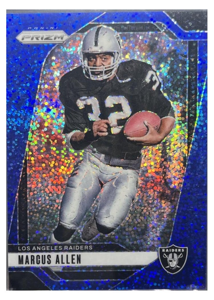 2024 Panini Prizm Base Set Marcus Allen Blue Sparkle #155 card