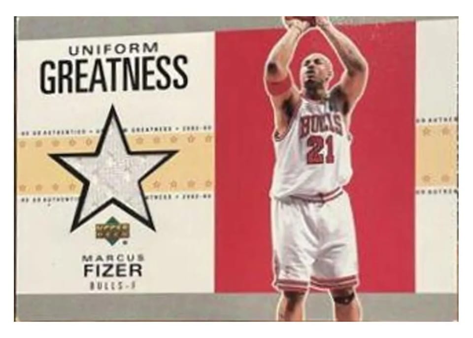 2002 Upper Deck Authentics Uniform Greatness Marcus Fizer #MA-U card