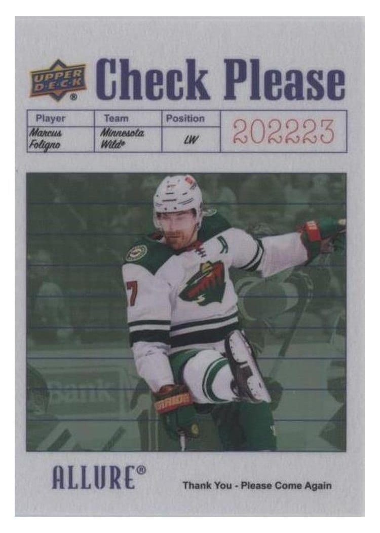 2022-23 Upper Deck Allure Check Please Marcus Foligno #CP-9 card