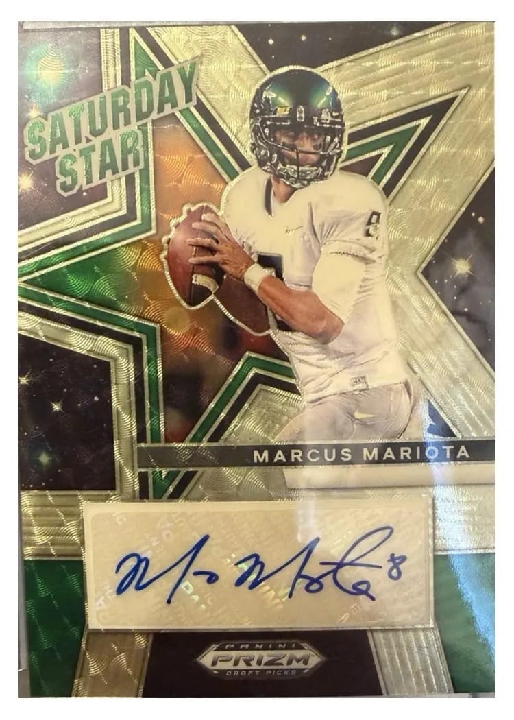 2025 Panini Prizm Draft Picks Saturday Star Signature Marcus Mariota #SSS-MMA card