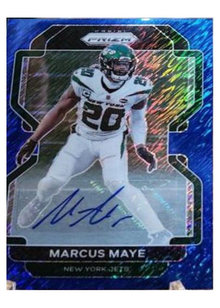 2021 Panini Prizm Base Set Marcus Maye Autographs Blue Shimmer #91 card