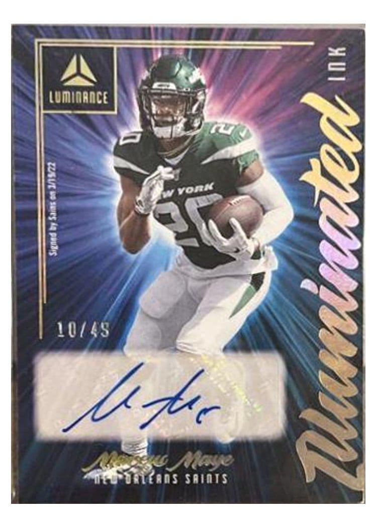 2022 Panini Luminance Illuminated Ink Marcus Maye #ILL-MAM card